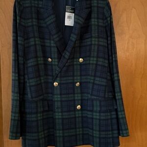 Lauren Plaid Blazer Green & Blue NWT SZ 14